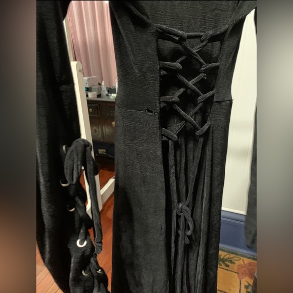 Jezebel Black Dress- Size Small Ad. Long sleeves- laces up arms & Back. Unique! - Picture 4 of 7